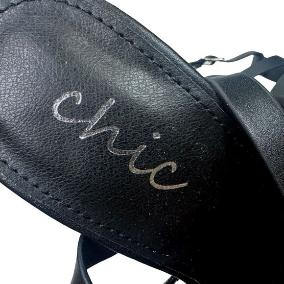 chic Morgan Buckle Platform Sandals - Size 7 - Black - Picture 6 of 9